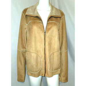 St. John's Bay Faux Suede Soft Sherpa Jacket - Size L